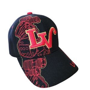 Chelona Baseball Cap Black With Red & Gold LV Las Vegas Embroidery Adjustable